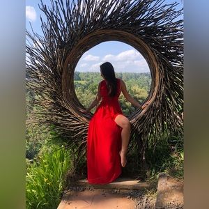 Lulus classic red dress with slit